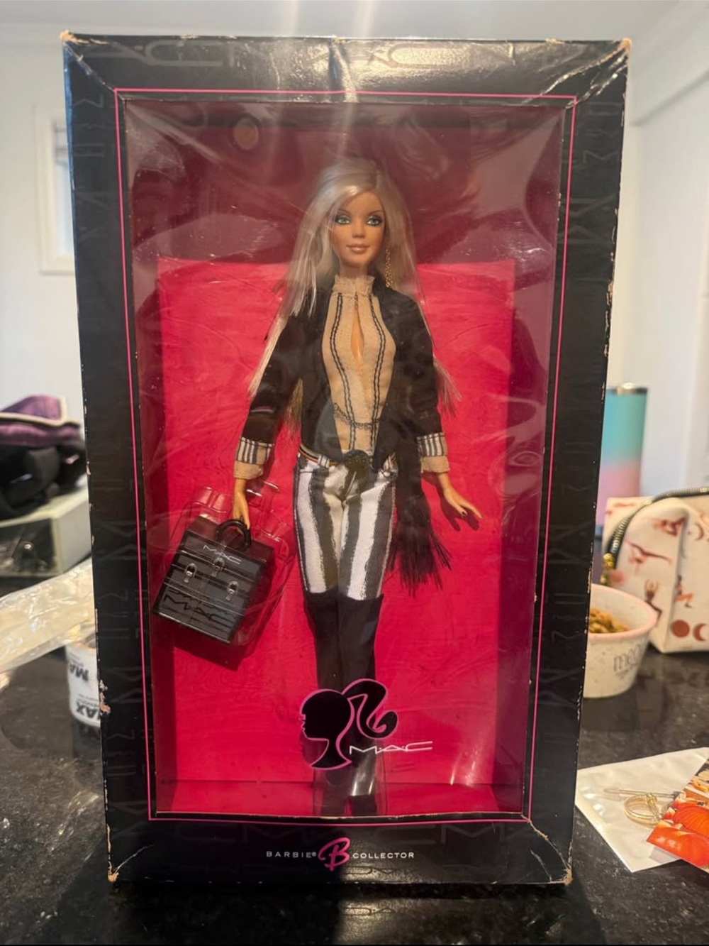 MAC Cosmetics Barbie Collector Doll in Black and White Stripe Ensemble